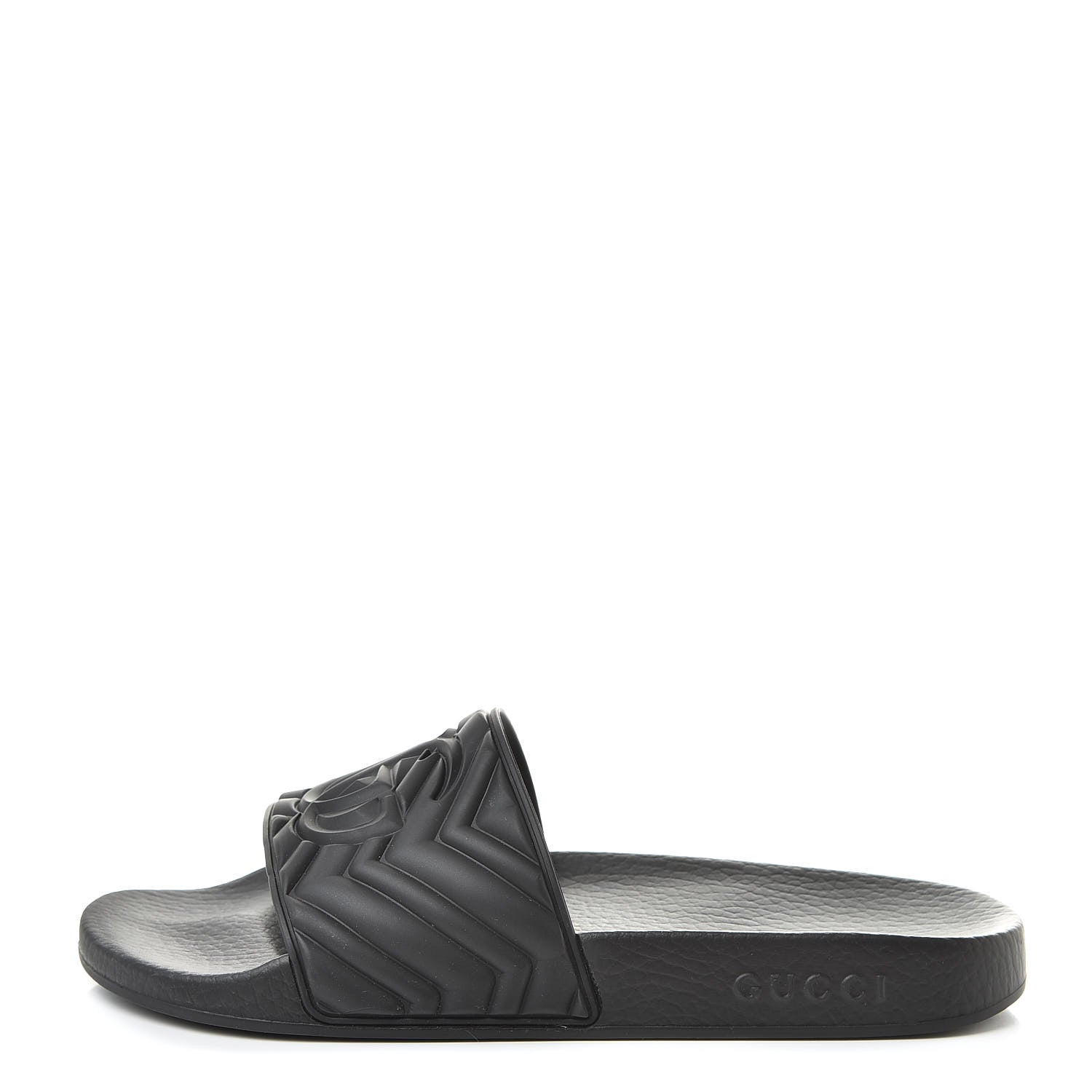 Gucci Rubber Matelasse Mens Slide Sandals 7 Black 1 of 7