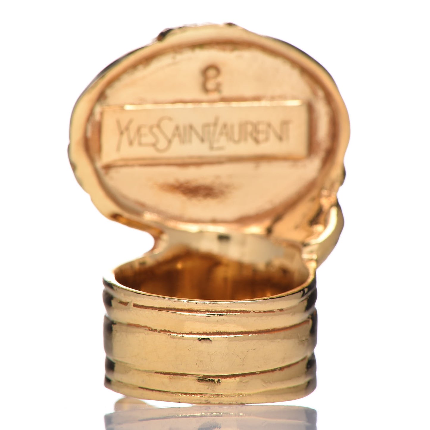 Glass Cabochon Arty Ovale Ring 8 Gold