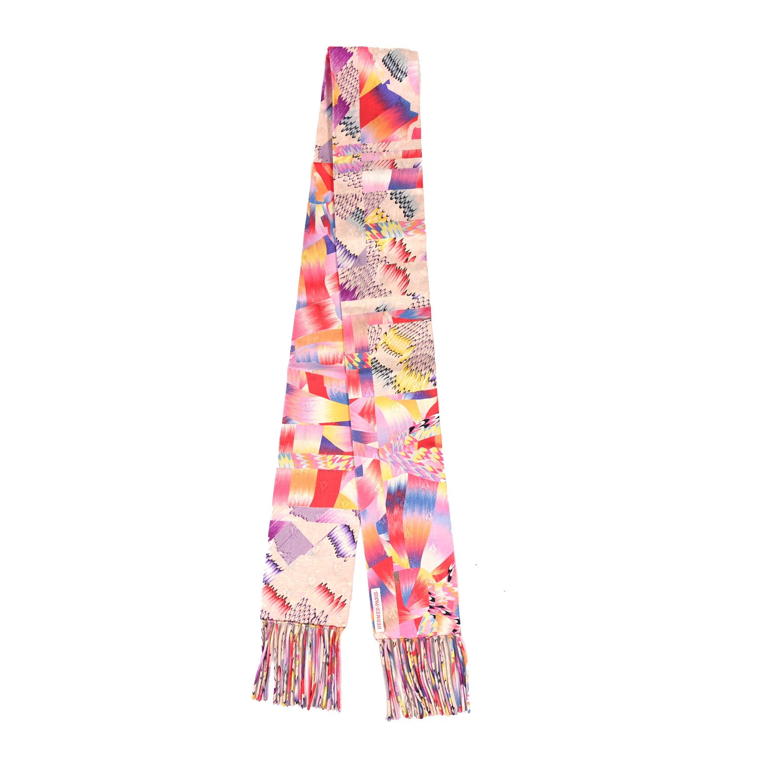 Hermes Silk Marble Fringed Muffler Rose Multicolor 2 of 3