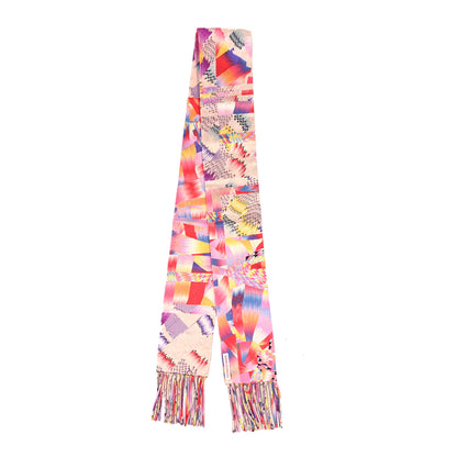 Hermes Silk Marble Fringed Muffler Rose Multicolor 2 of 3