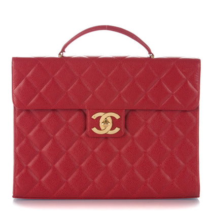 Chanel Caviar Quilted Briefcase Laptop Bag Red 1 of 9