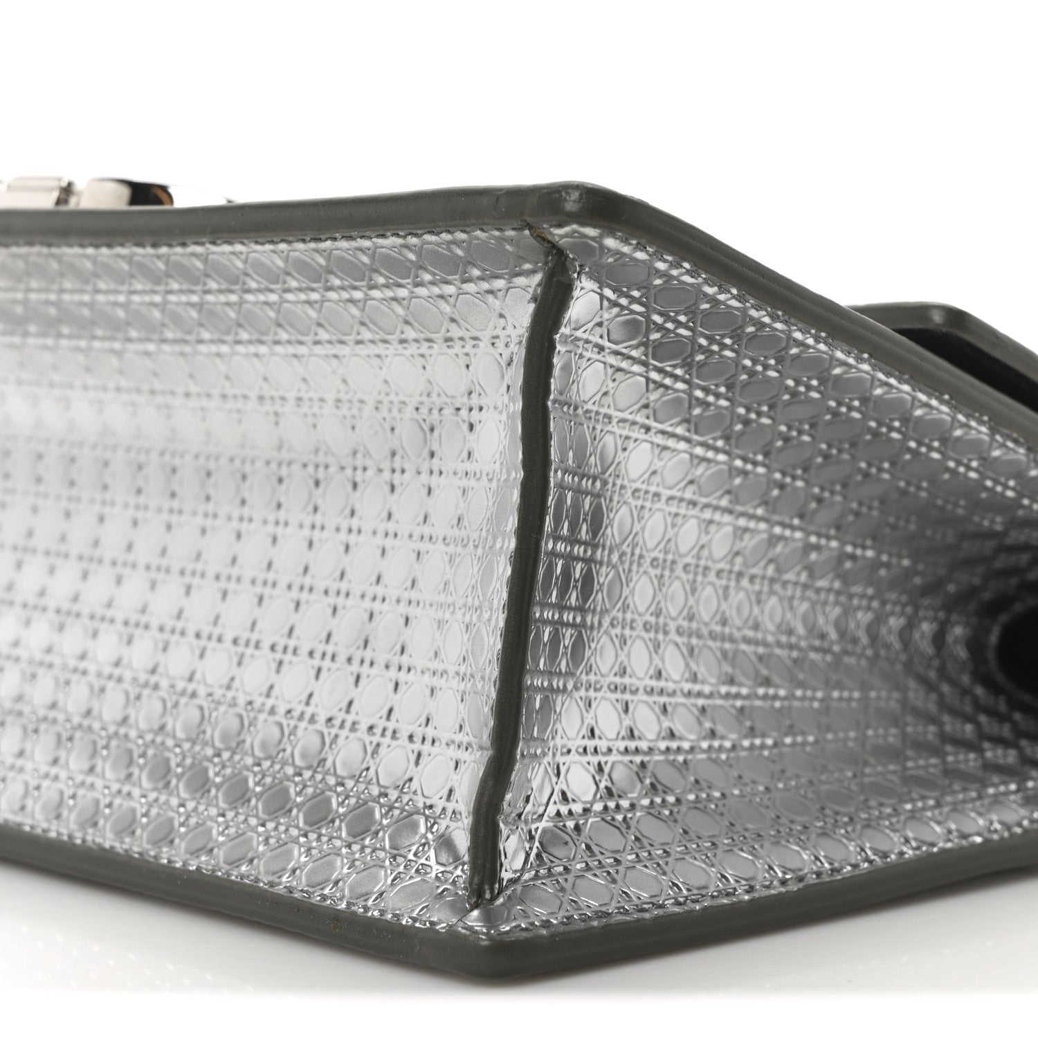 Christian Dior Metallic Patent Micro-Cannage 30 Montaigne Flap Bag Silver 9 of 9