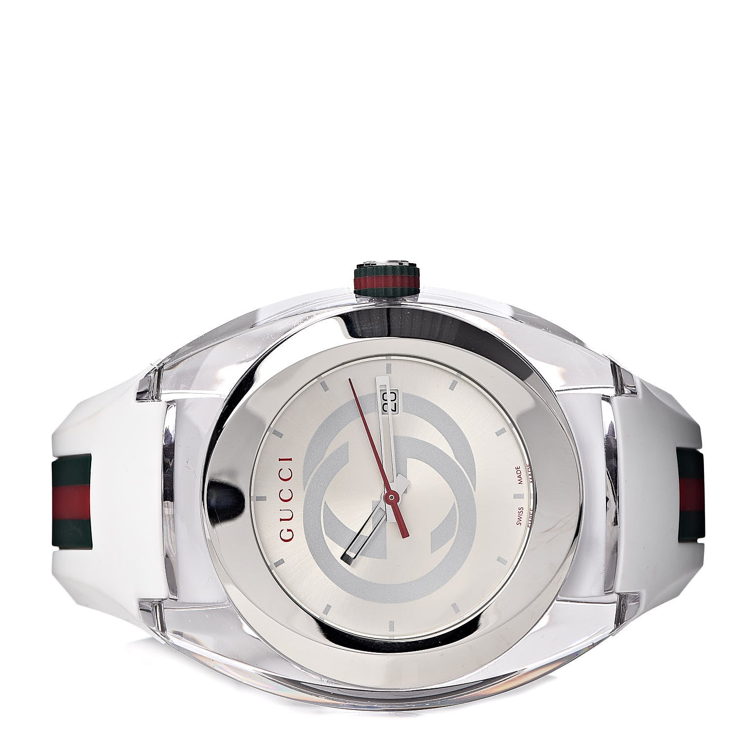 Gucci Stainless Steel Rubber 46mm Sync Web Quartz Watch White 3 of 5