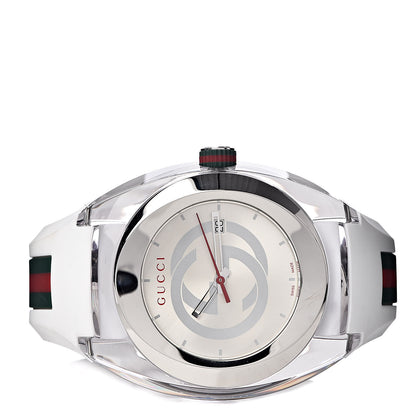 Gucci Stainless Steel Rubber 46mm Sync Web Quartz Watch White 3 of 5