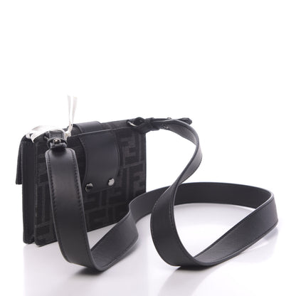 Fendi Recycled Fabric Jacquard Vitello Grace FF 1974 Baguette Belt Pouch Asfalto Black 3 of 10