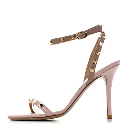 Valentino Garavani Nappa Rockstud Ankle Strap 100mm Sandals 38 Poudre 1 of 7