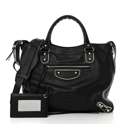 Balenciaga Chevre Silver Metallic Edge Hardware Velo Black 3 of 12