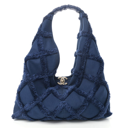 Chanel Cotton Canvas Large CC Embrace Hobo Navy 3 of 11