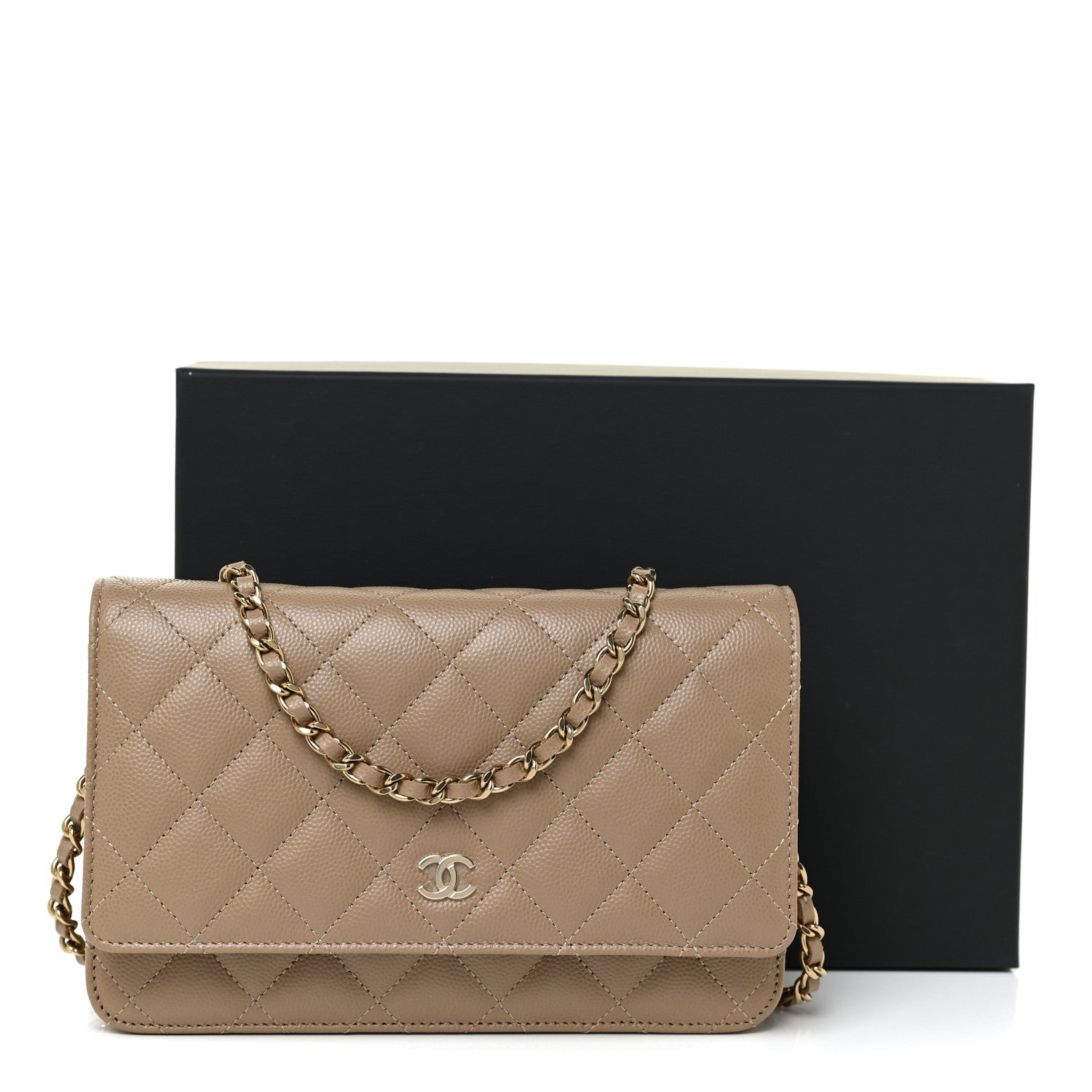 Chanel Caviar Quilted Wallet On Chain WOC Beige 13 of 13