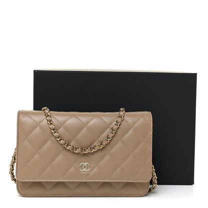 Chanel Caviar Quilted Wallet On Chain WOC Beige 13 of 13