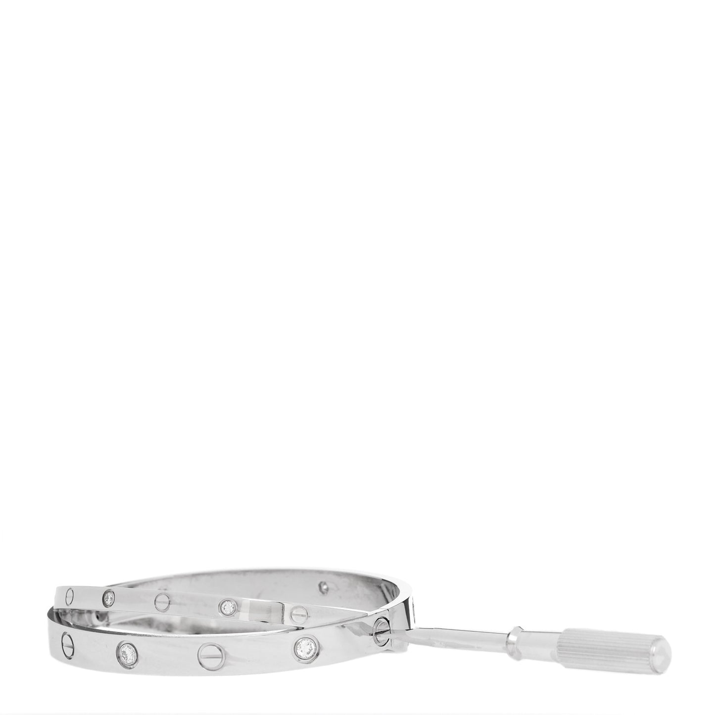18K White Gold 12 Diamond Double LOVE Bracelet 16