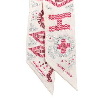 Hermes Silk Kelly En Perles Twilly Creme Framboise 2 of 3