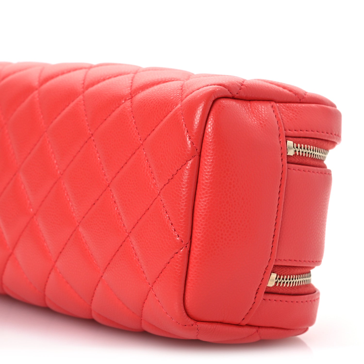 Chanel Caviar Quilted Double Zip Pouch Cosmetic Case Coral 1698922