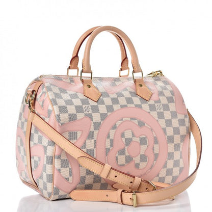 Louis Vuitton Damier Azur Tahitienne Speedy Bandouliere 30 Rose Ballerine 4 of 11