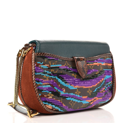 Louis Vuitton Monogram Sequin Savage Tiger Clutch Turquoise Multicolor 3 of 6