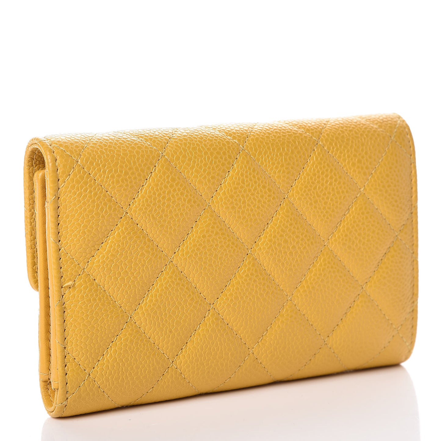 Caviar Quilted Medium Flap Wallet Yellow