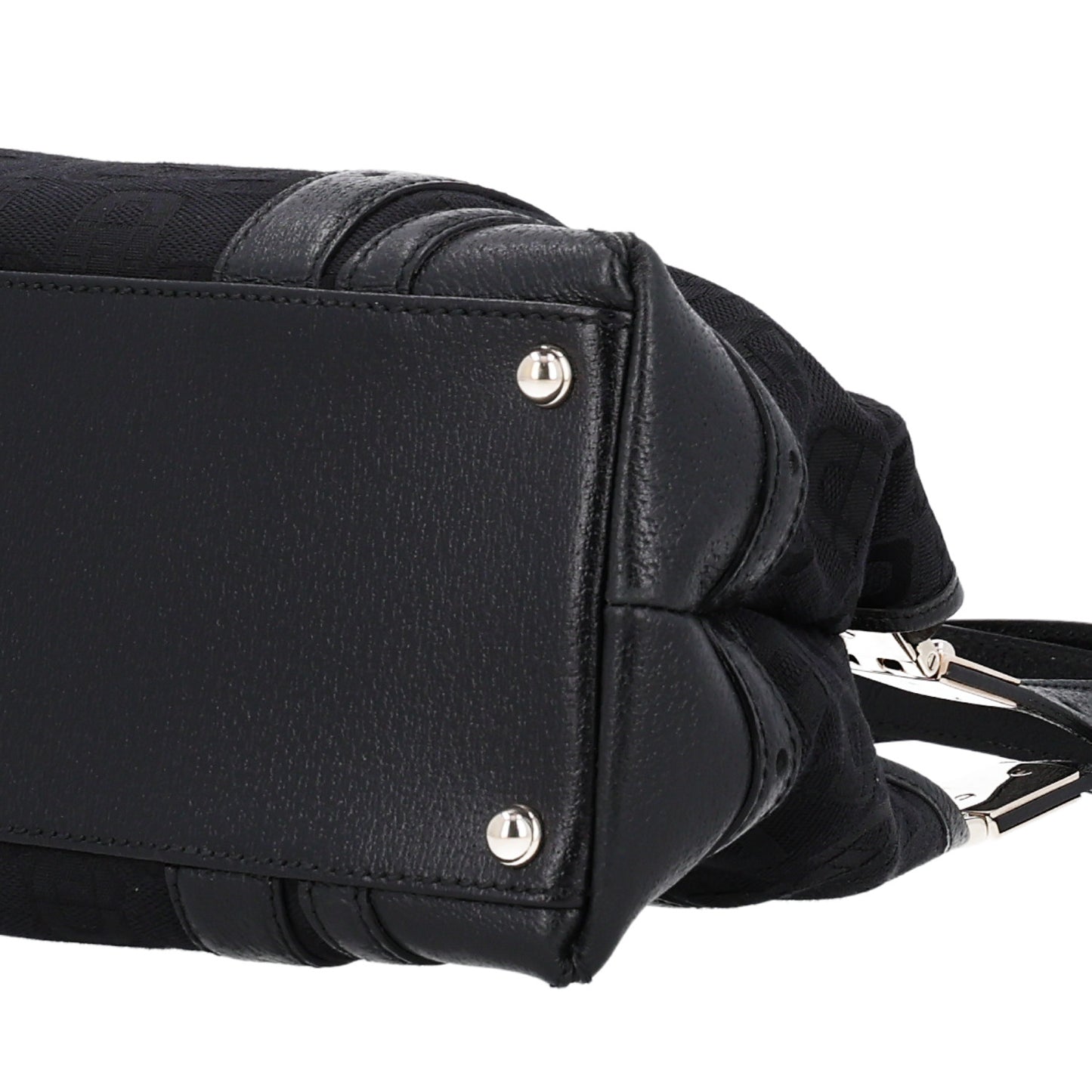 Canvas Horsebit Print Shoulder Bag Black