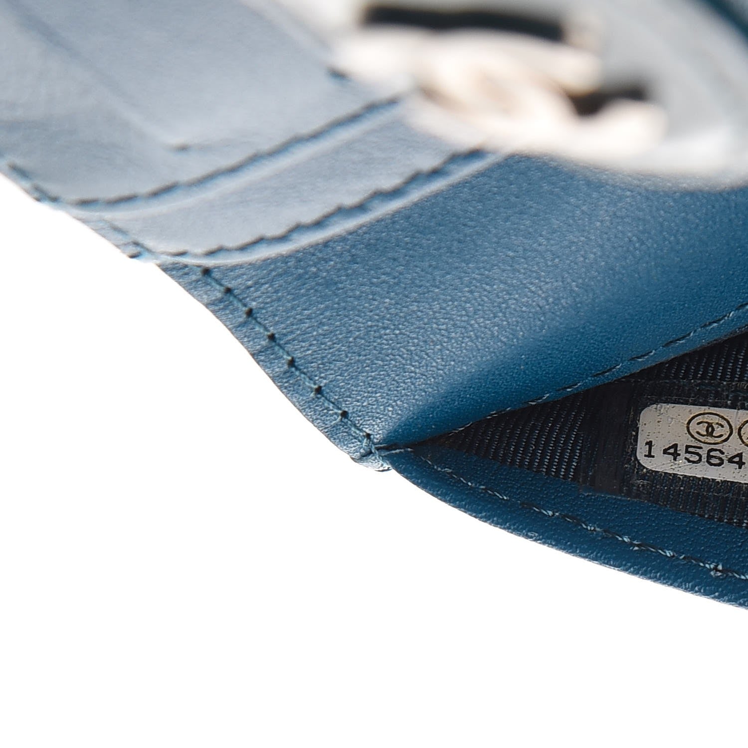 Chanel Patent Quilted Zip Pocket Wallet Blue 8 of 9