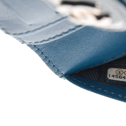Chanel Patent Quilted Zip Pocket Wallet Blue 8 of 9