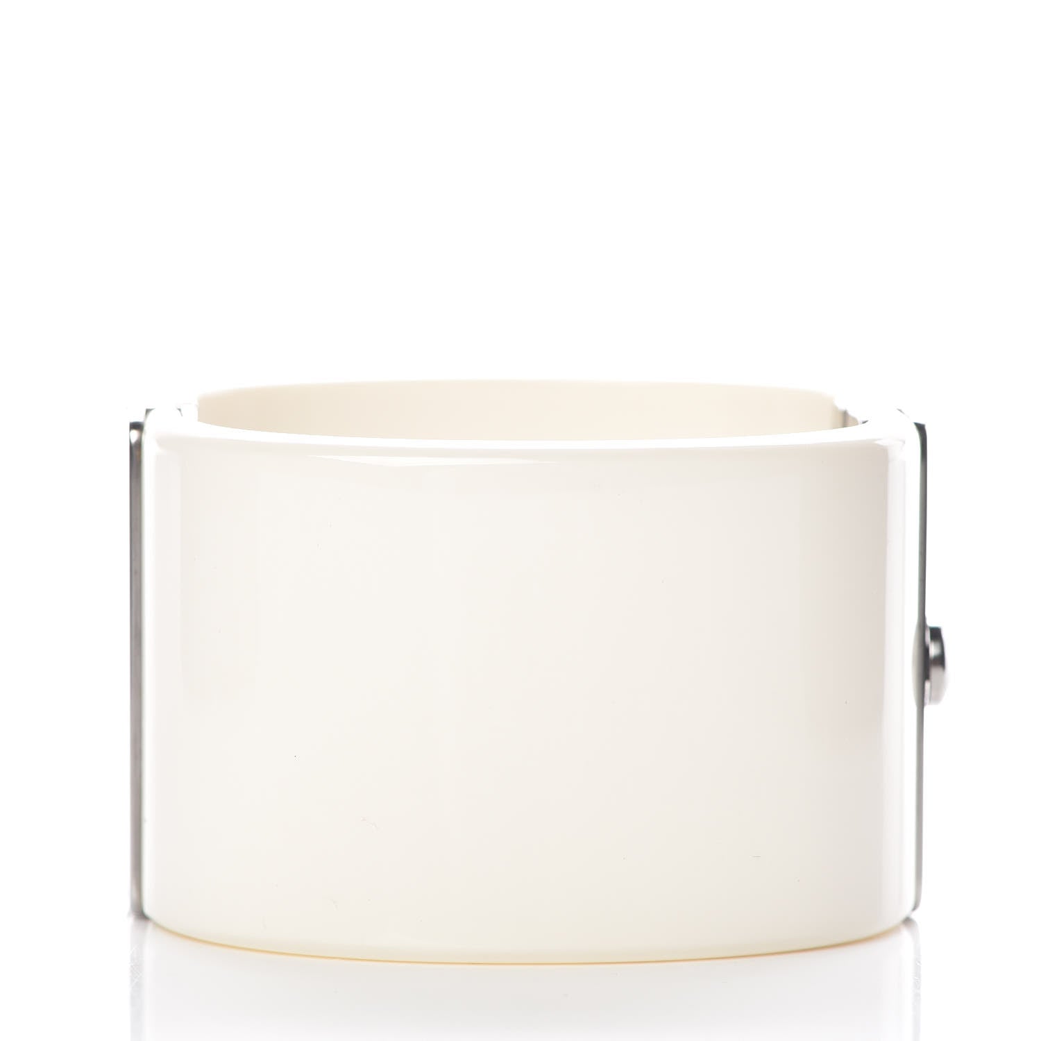 Chanel Resin Ruthenium CC Cuff White 3 of 6