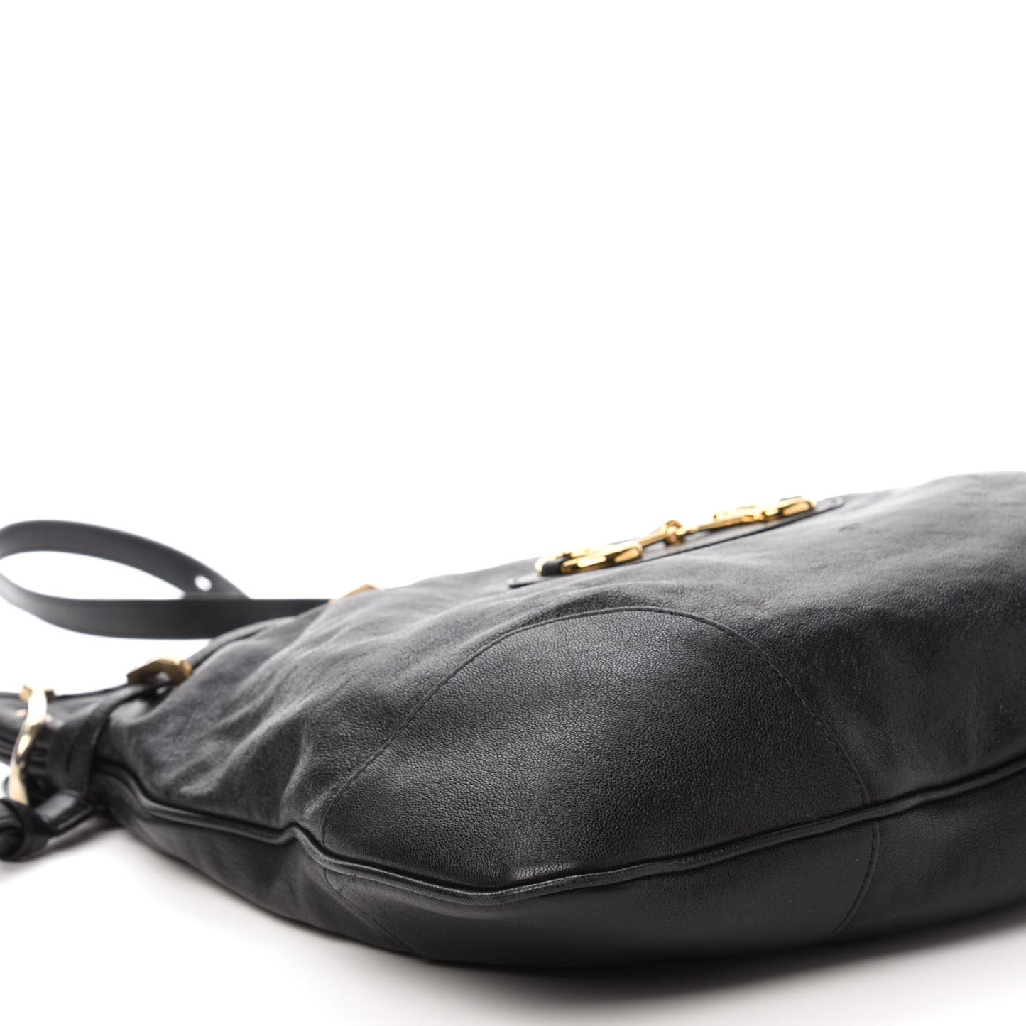 Sakai Calfskin Horsebit 1955 Cinch Top Messenger Bag Black