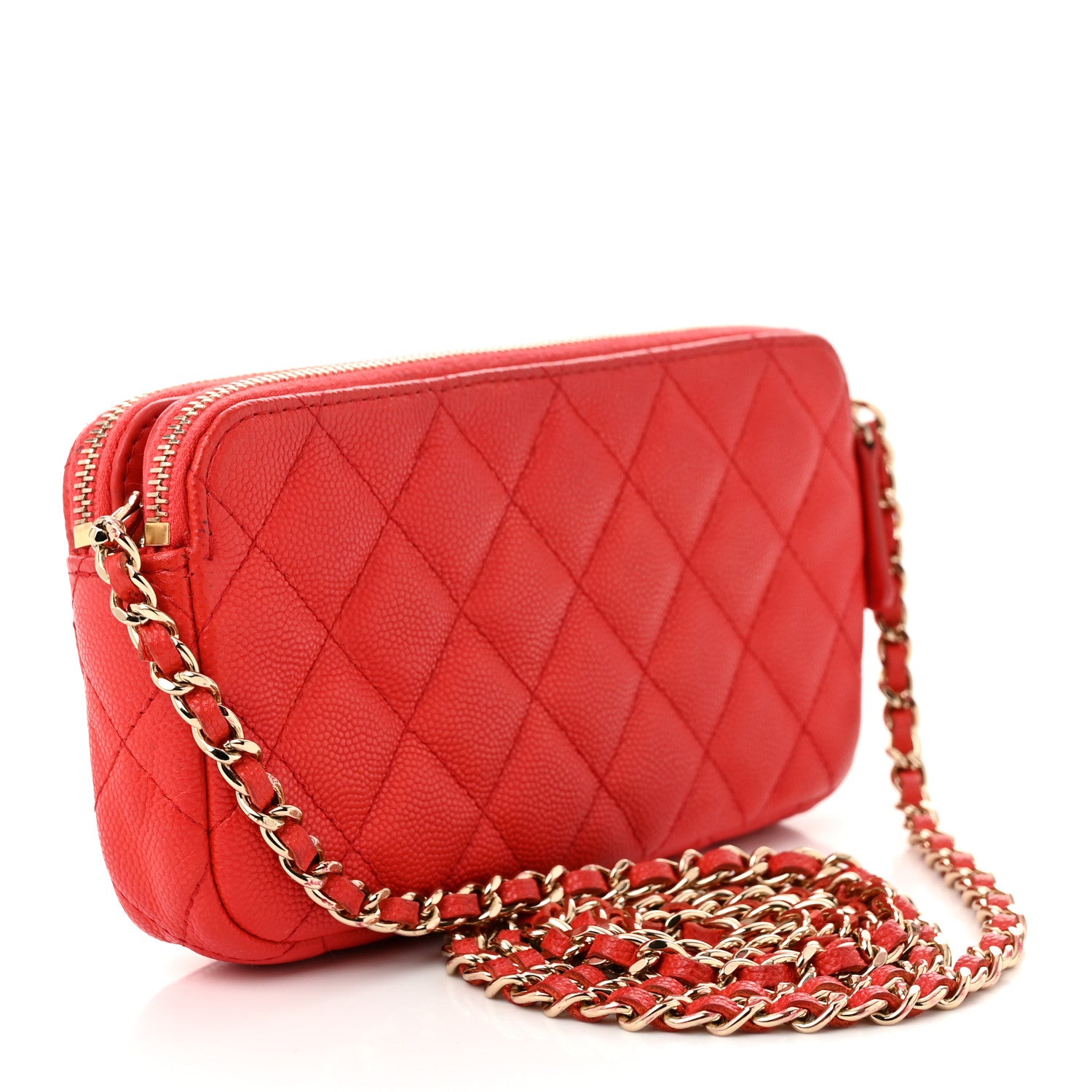 Chanel Caviar Quilted Small Clutch With Chain Red 3 of 13