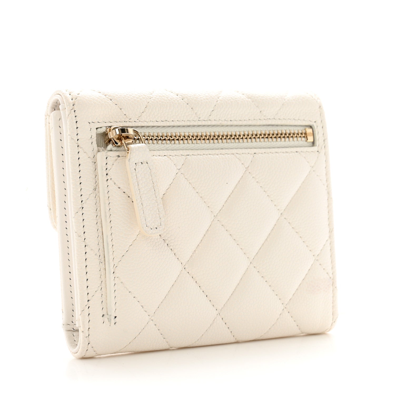 Chanel Caviar Quilted Compact Flap Wallet White 3 of 11