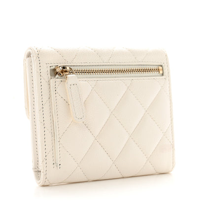 Chanel Caviar Quilted Compact Flap Wallet White 3 of 11