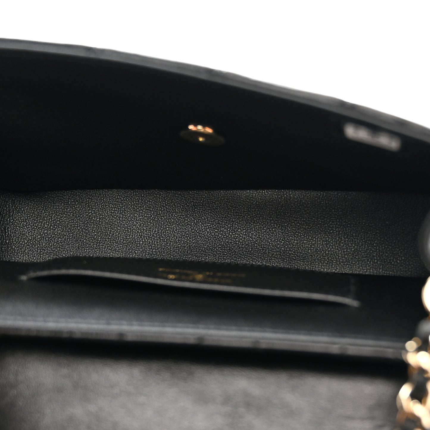 Lambskin Quilted Rectangular Phone Holder Clutch With Chain Black