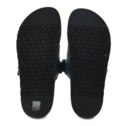 Hermes Epsom Mens Chypre Sandals 43 Bleu Canard 6 of 9