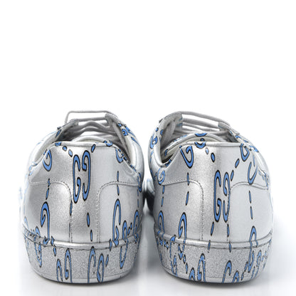 Gucci Miro Rubber Wax GucciGhost Print Mens New Ace Sneakers 7 Silver 5 of 9