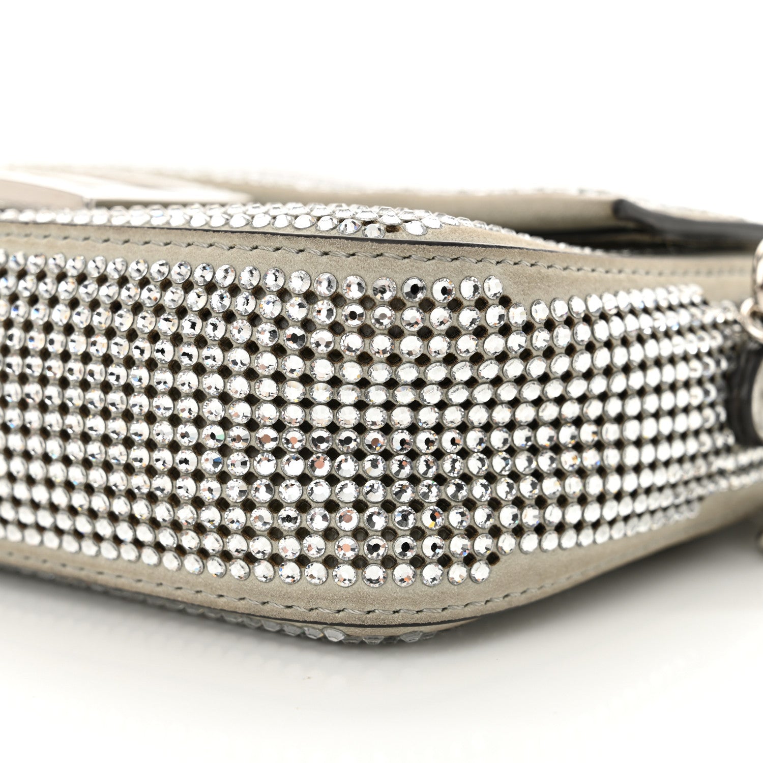 Fendi Crystal Vitello Laminato Mini Baguette Crystal Argento 10 of 14