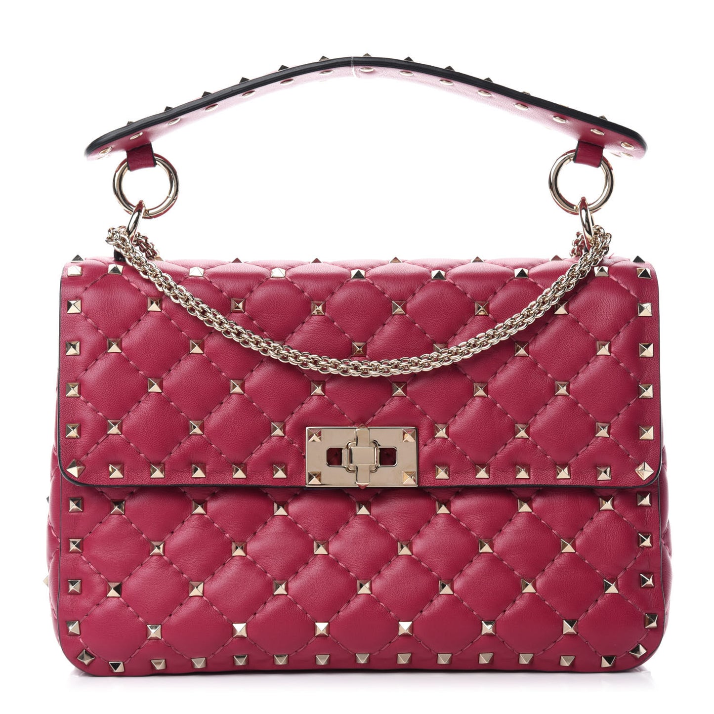 Nappa Medium Rockstud Spike Shoulder Bag Camelia