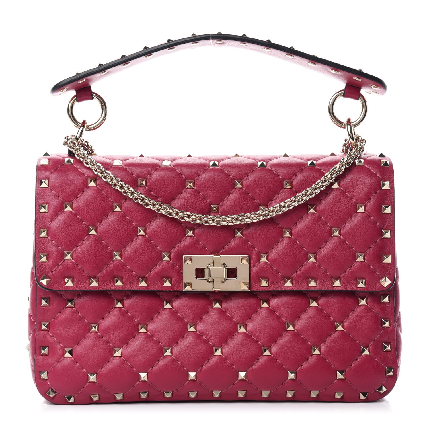 Valentino Garavani Nappa Medium Rockstud Spike Shoulder Bag Camelia 1 of 9