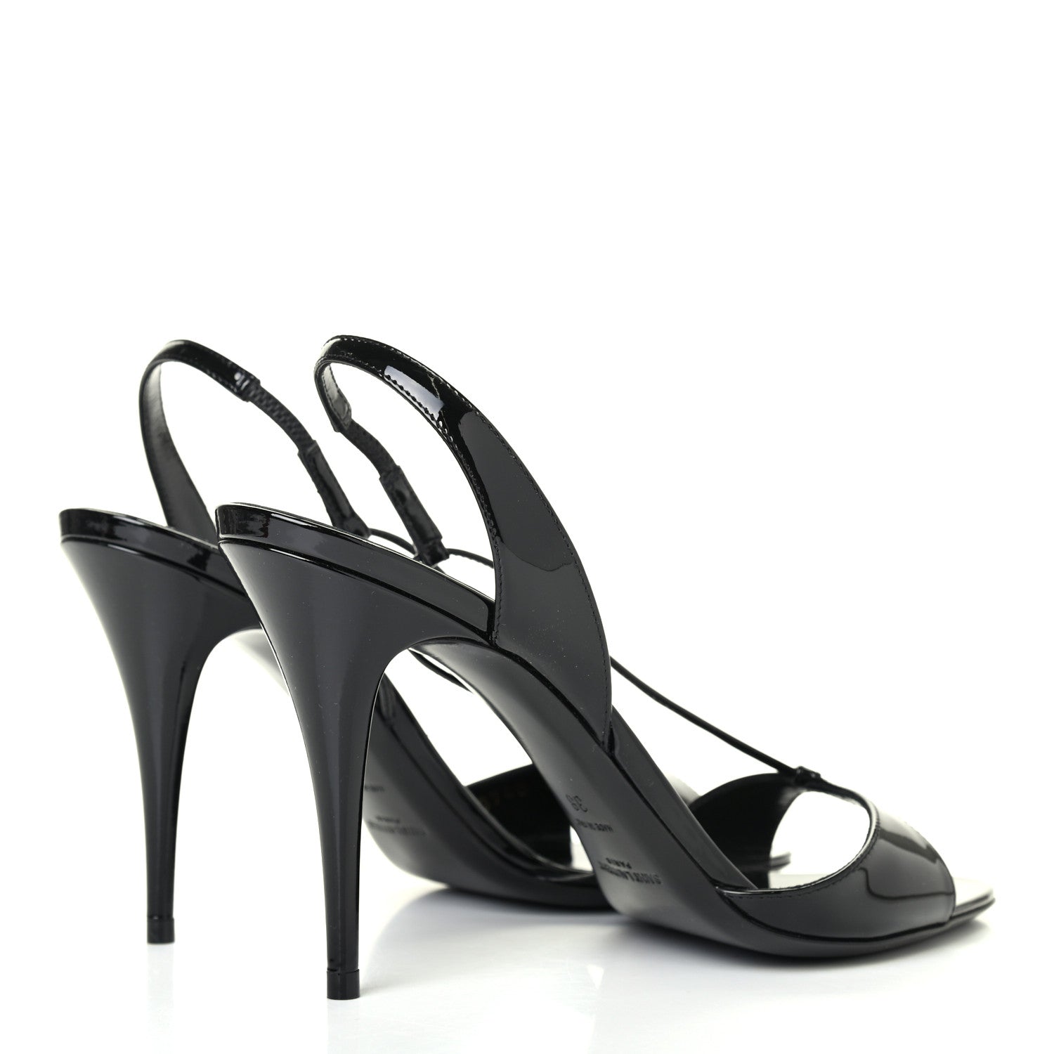 Saint Laurent Patent Calfskin Anouk 110 Sandals 38 Black 3 of 4