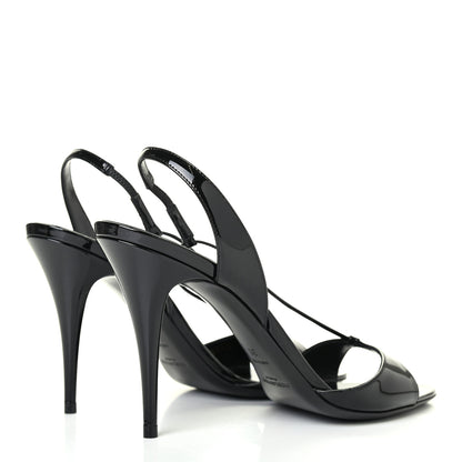 Saint Laurent Patent Calfskin Anouk 110 Sandals 38 Black 3 of 4