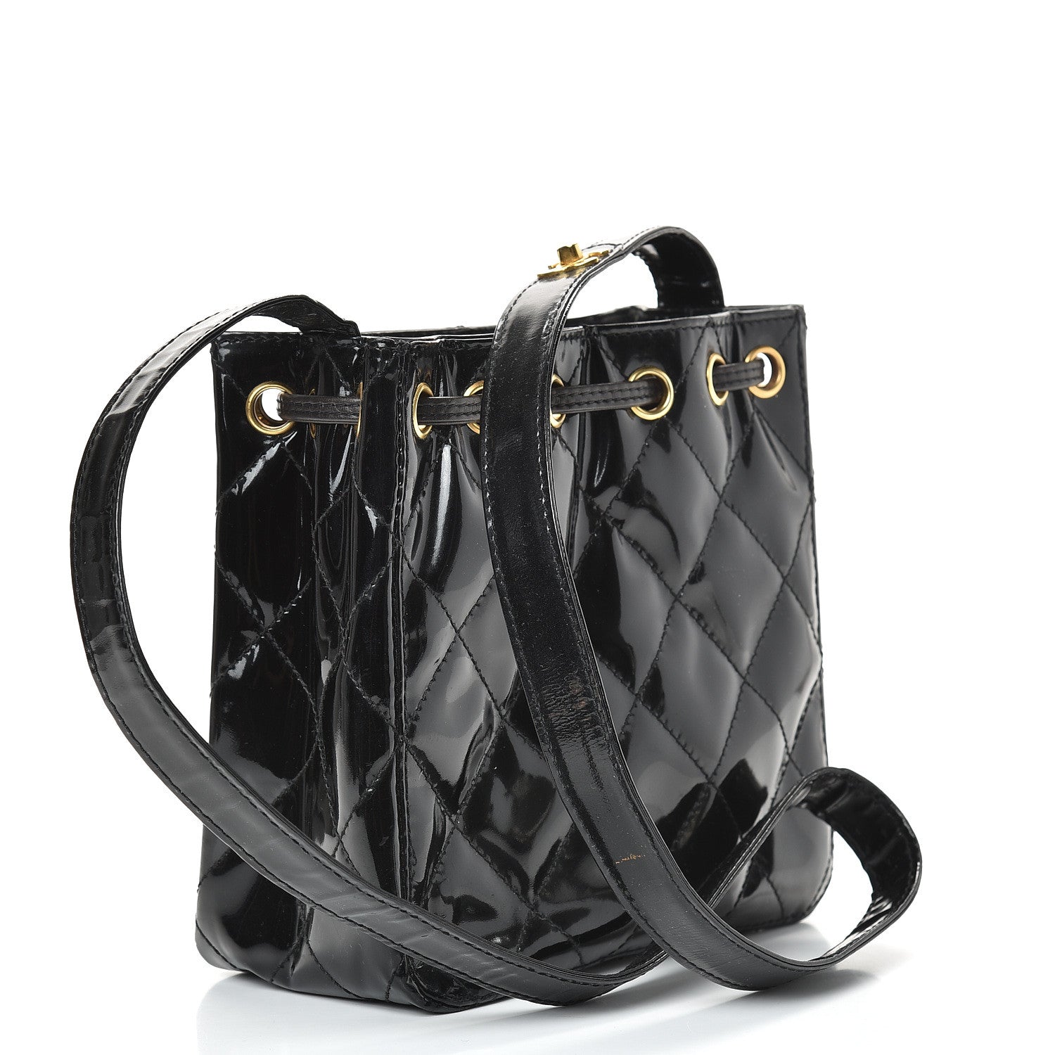 Chanel Patent Mini Drawstring Shoulder Bag Black 2 of 13