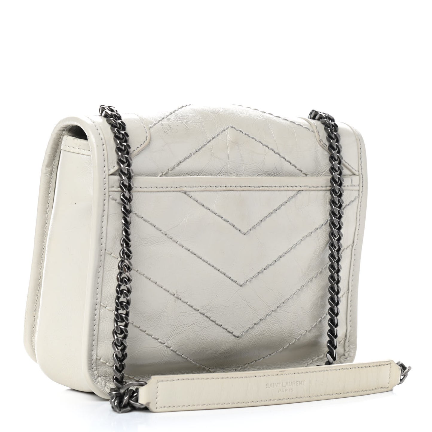 Crinkled Calfskin Matelasse Monogram Niki Chain Wallet Crema Soft