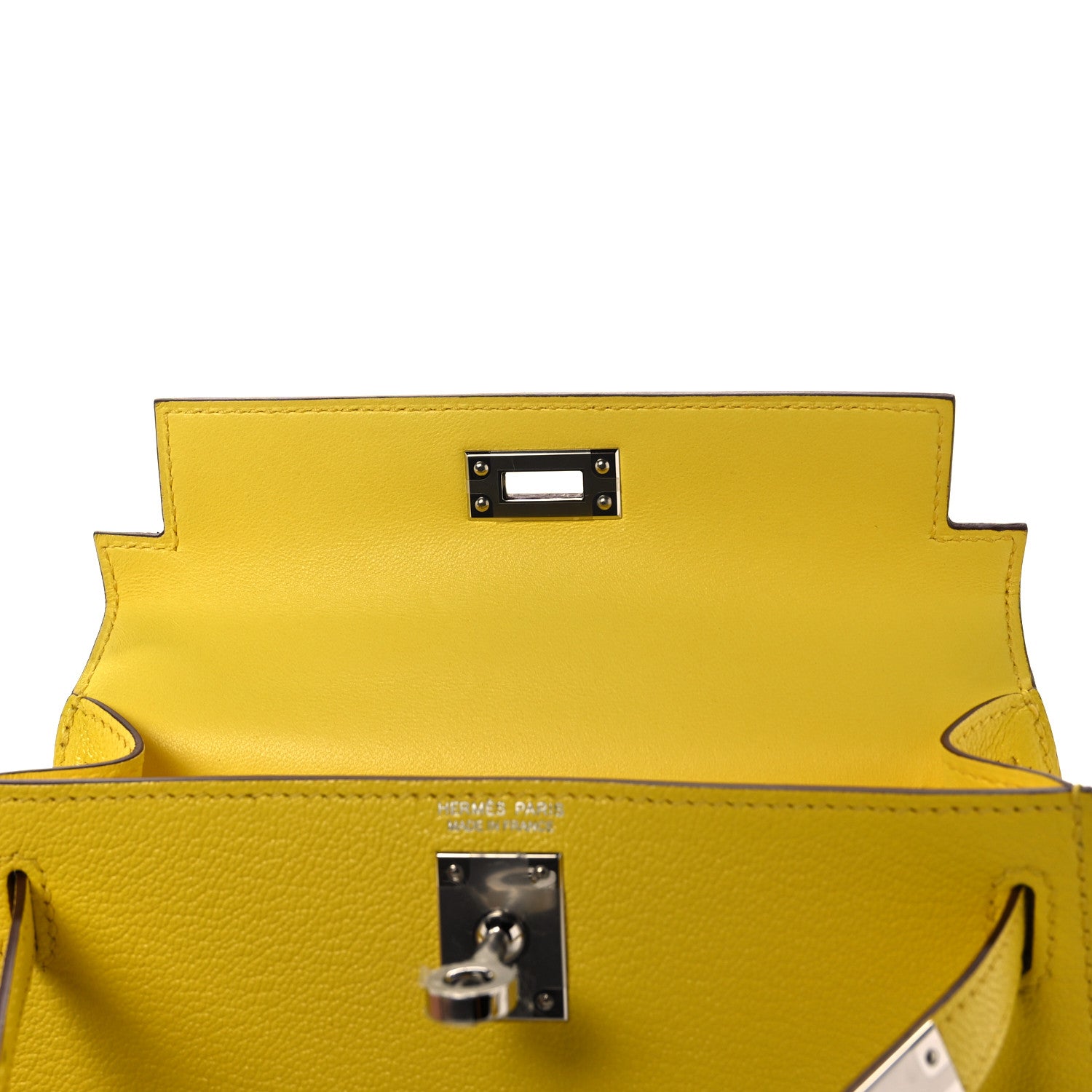 Hermes Chevre Mysore Mini Kelly Sellier 20 Jaune Citron 18 of 32