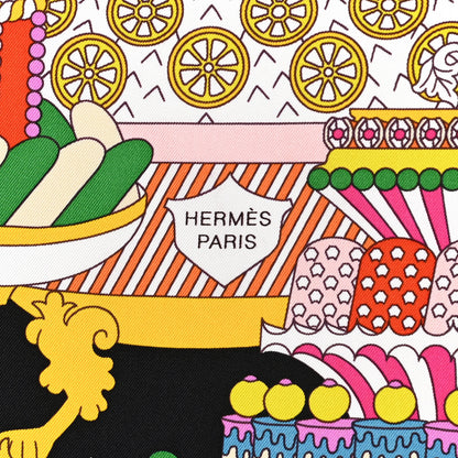 Hermes Silk La Patisserie Francaise Scarf 90 Orange Black Multicolor 2 of 5