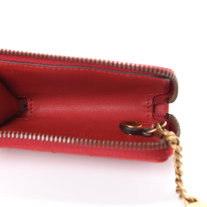 Gucci Calfskin Matelasse GG Marmont Zip Around Key Case Hibiscus Red 4 of 5