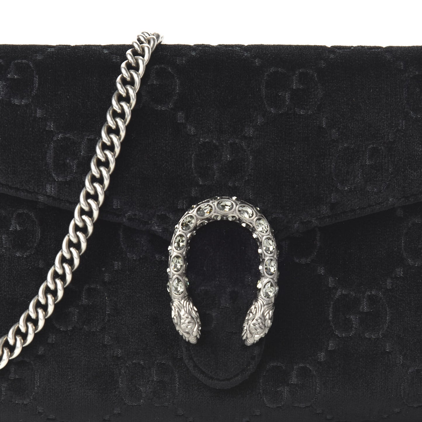 Velvet GG Monogram Mini Dionysus Chain Wallet Black