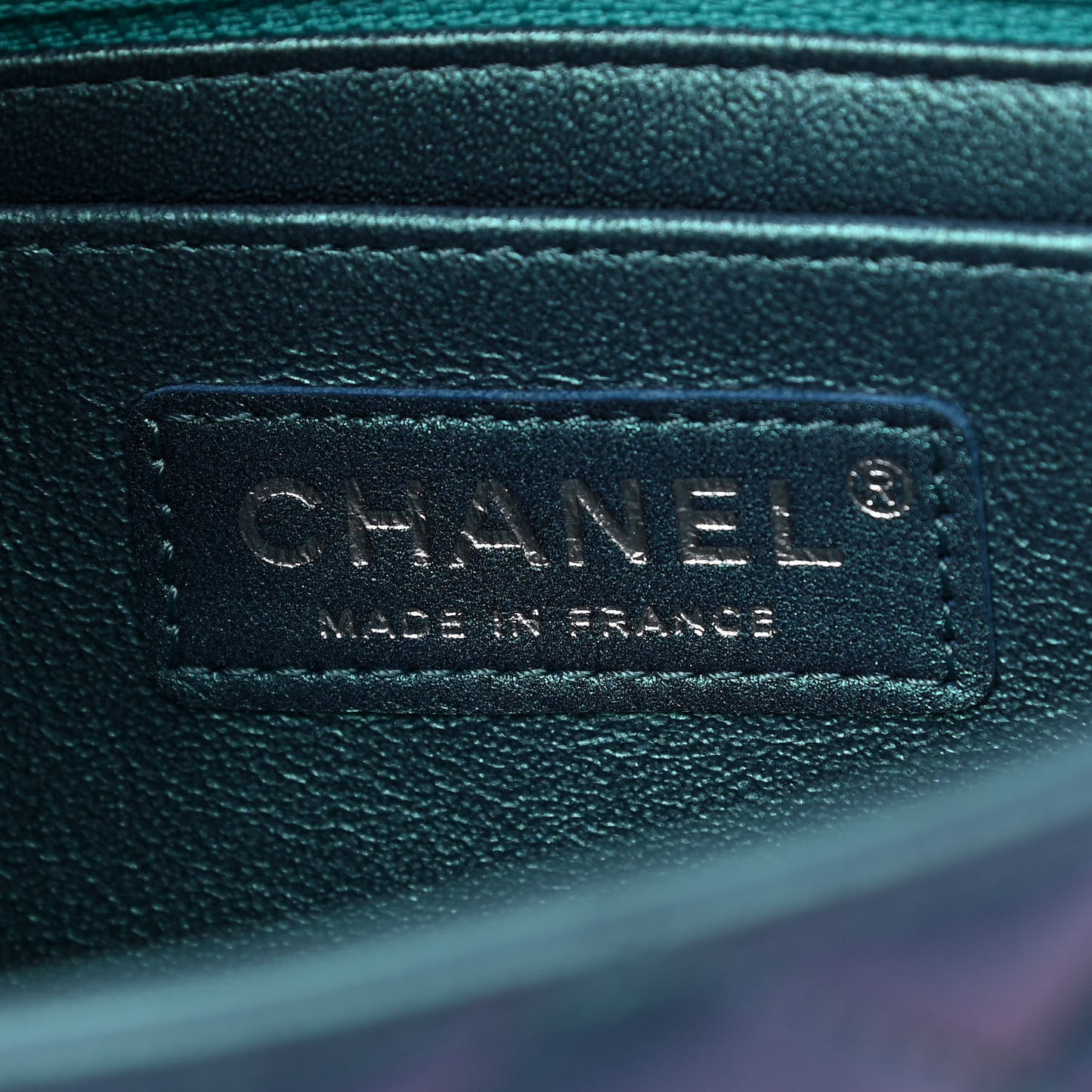 Iridescent Lambskin Quilted Mini Rectangular Flap Turquoise