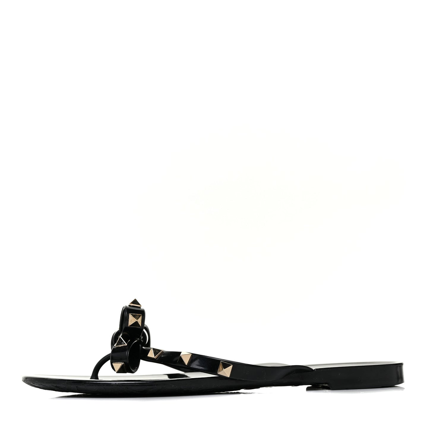 PVC Jelly Rockstud Bow Thong Sandals 37 Black