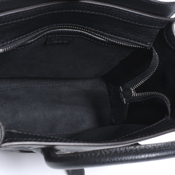 Celine Drummed Leather Nano Luggage Black 6 of 8