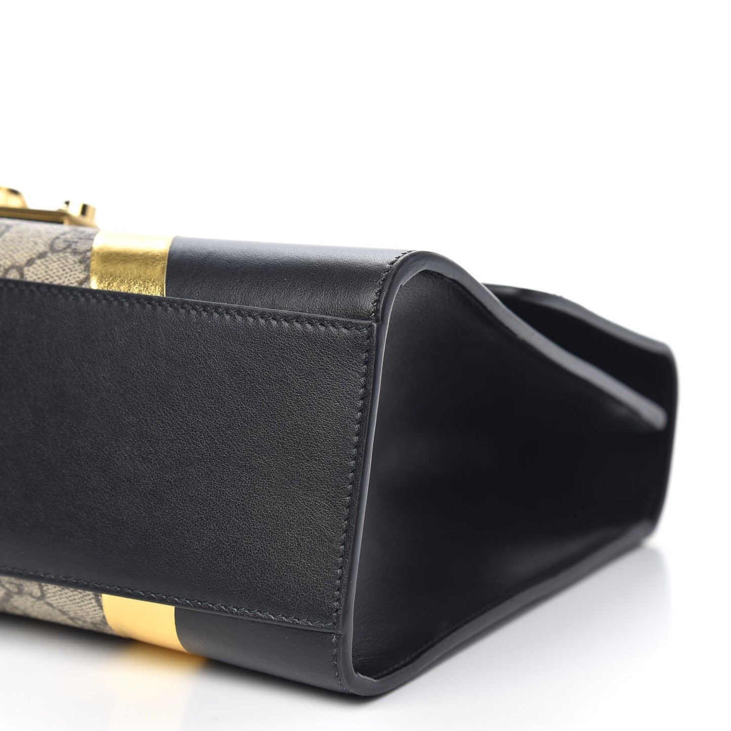 Calfskin GG Supreme Monogram Medium Padlock Shoulder Bag Black Gold