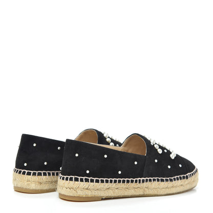 Chanel Suede Pearl CC Espadrilles 37 Black 4 of 7