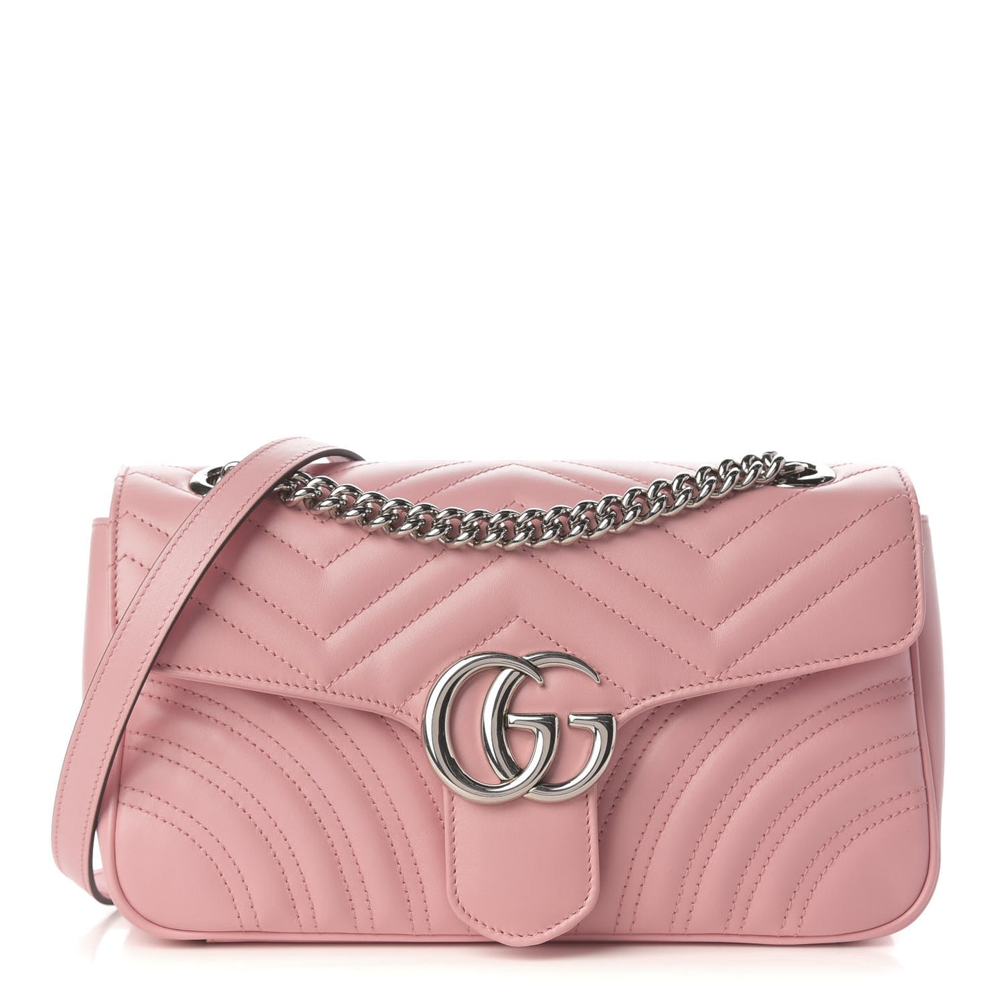 Calfskin Matelasse Small GG Marmont Shoulder Bag Wild Rose