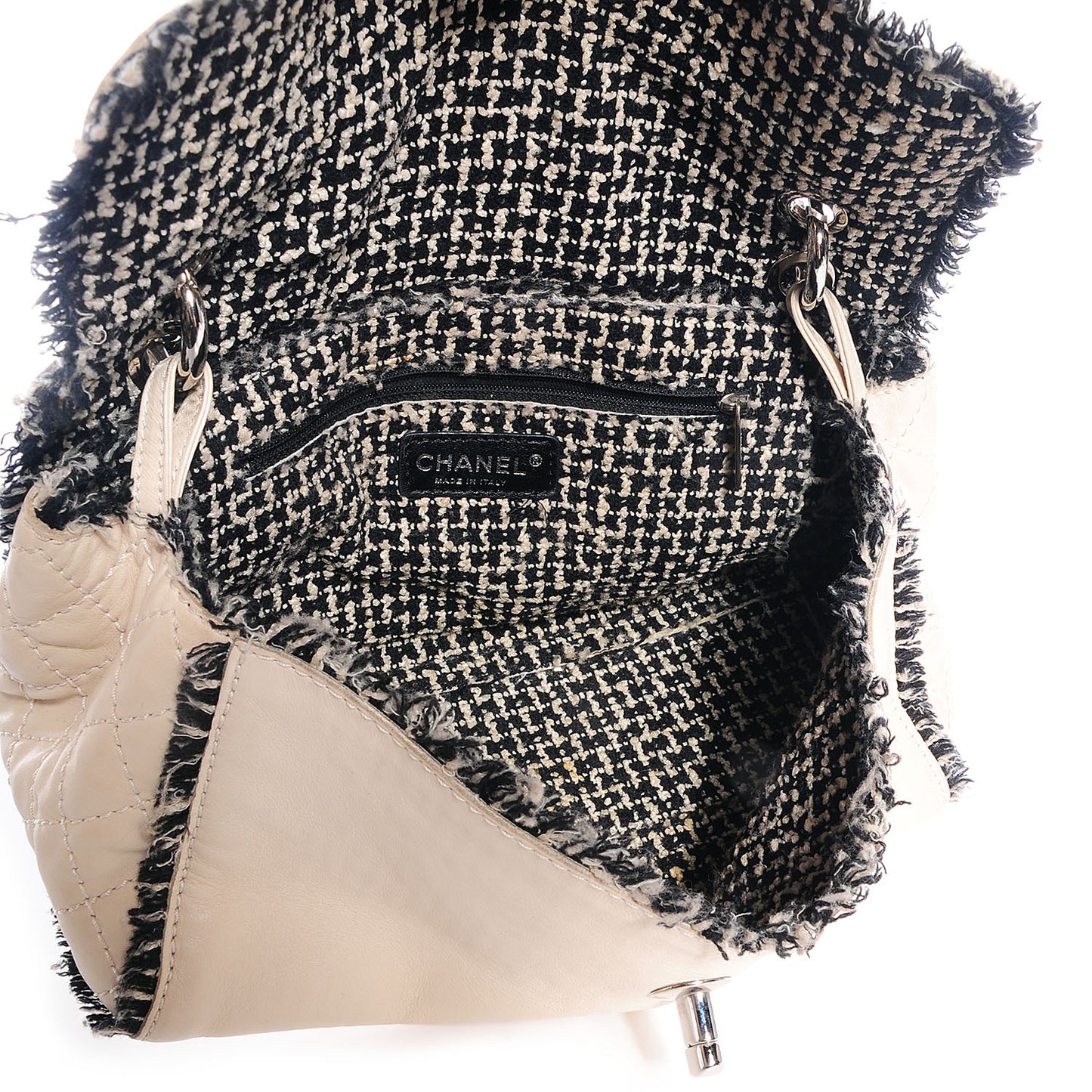 Calfskin Tweedy Flap Black Ivory