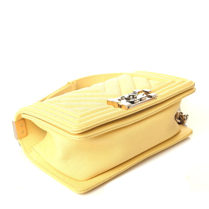 Chanel Caviar Chevron Quilted Small Boy Flap Yellow 4 of 9